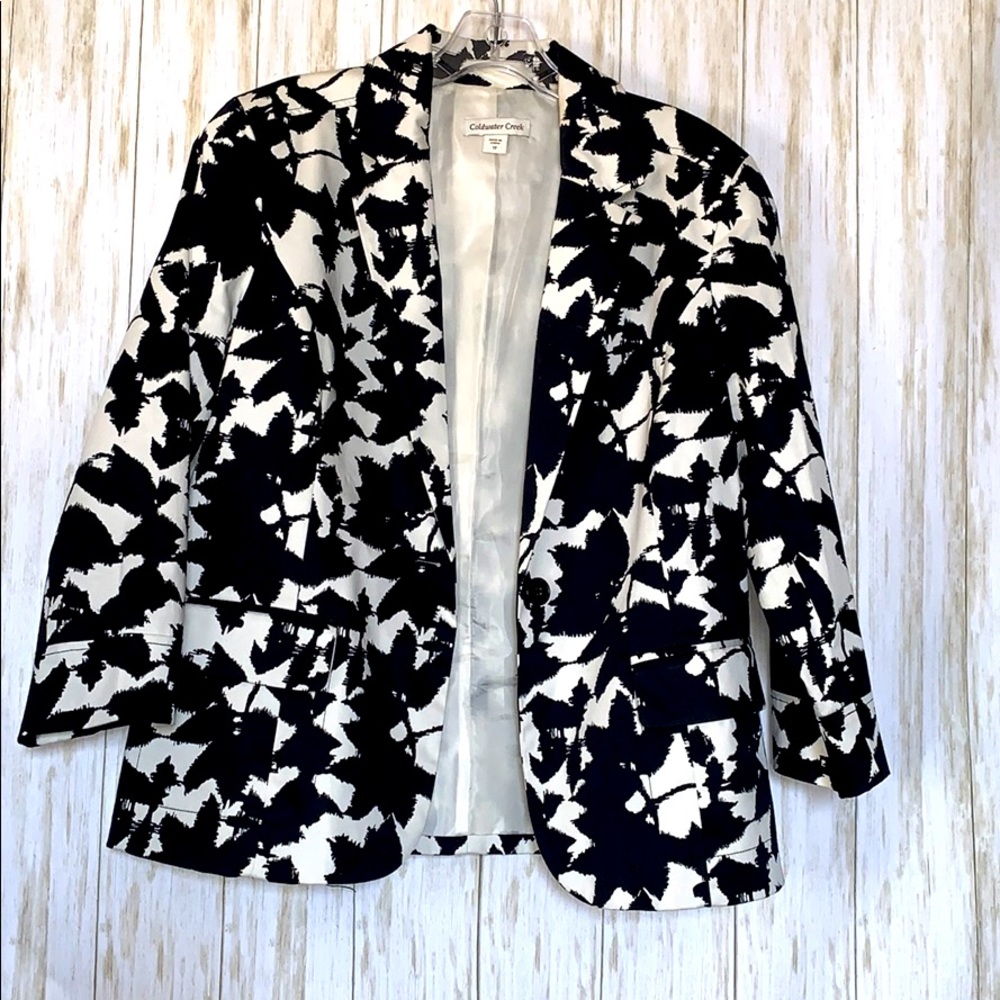 Coldwater Creek Women's Stretch Blazer Black White
